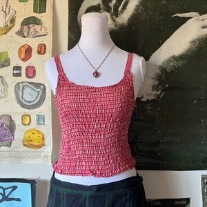 🦴 "Deranged" Y2K Gingham Ruched Tank 🦴